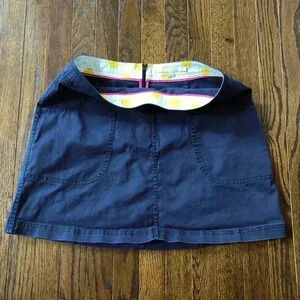 Boden Women’s 10P Navy Blue Khaki Cotton-Blend Pocket Mini Skirt